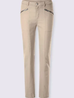 Pantalon décontracté à poches zippées en coton extensible