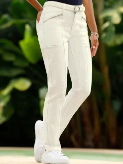 Pantalon décontracté à poches zippées en coton extensible