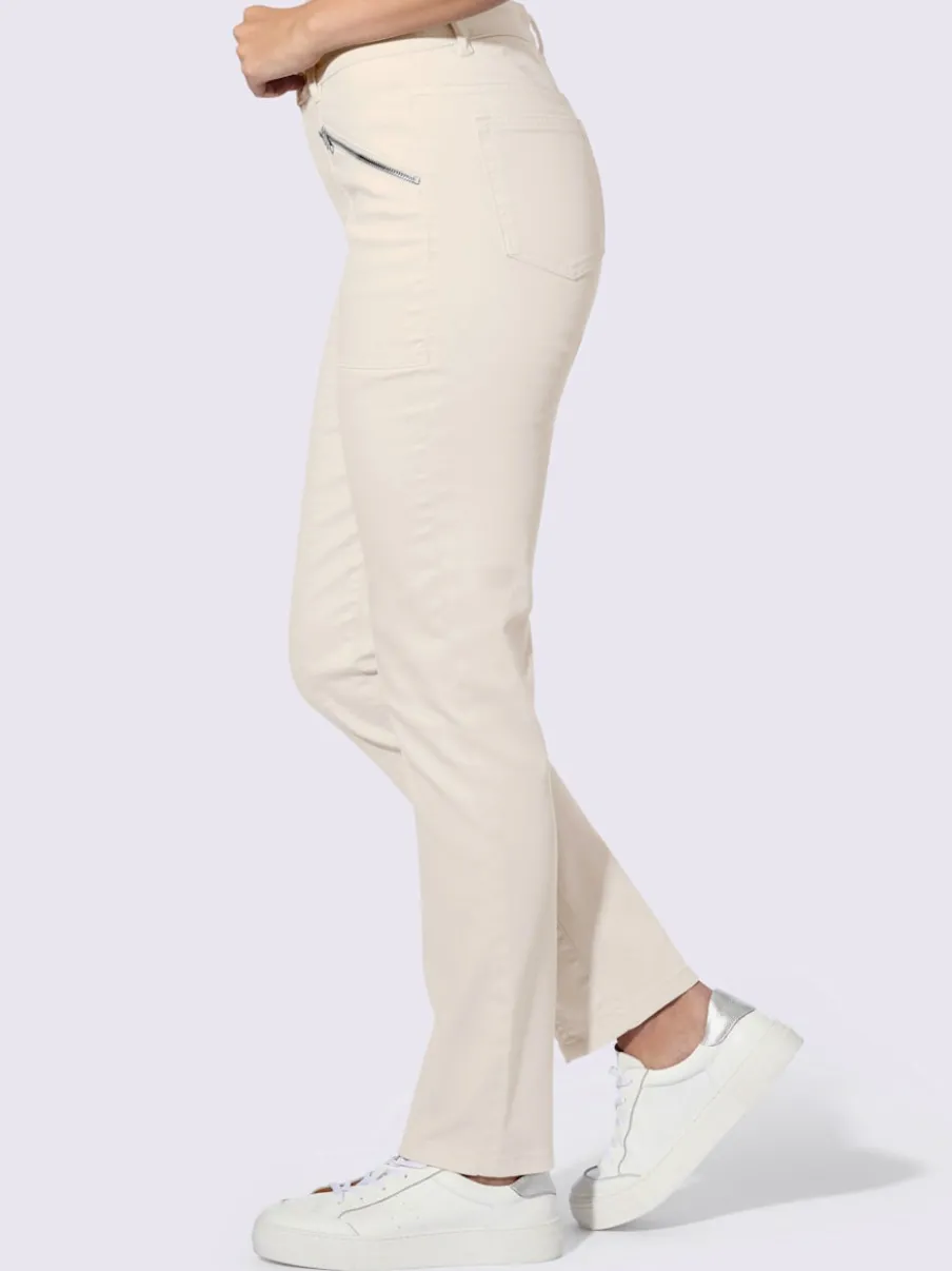 Pantalon décontracté à poches zippées en coton extensible