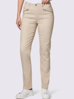 Pantalon décontracté à poches zippées en coton extensible
