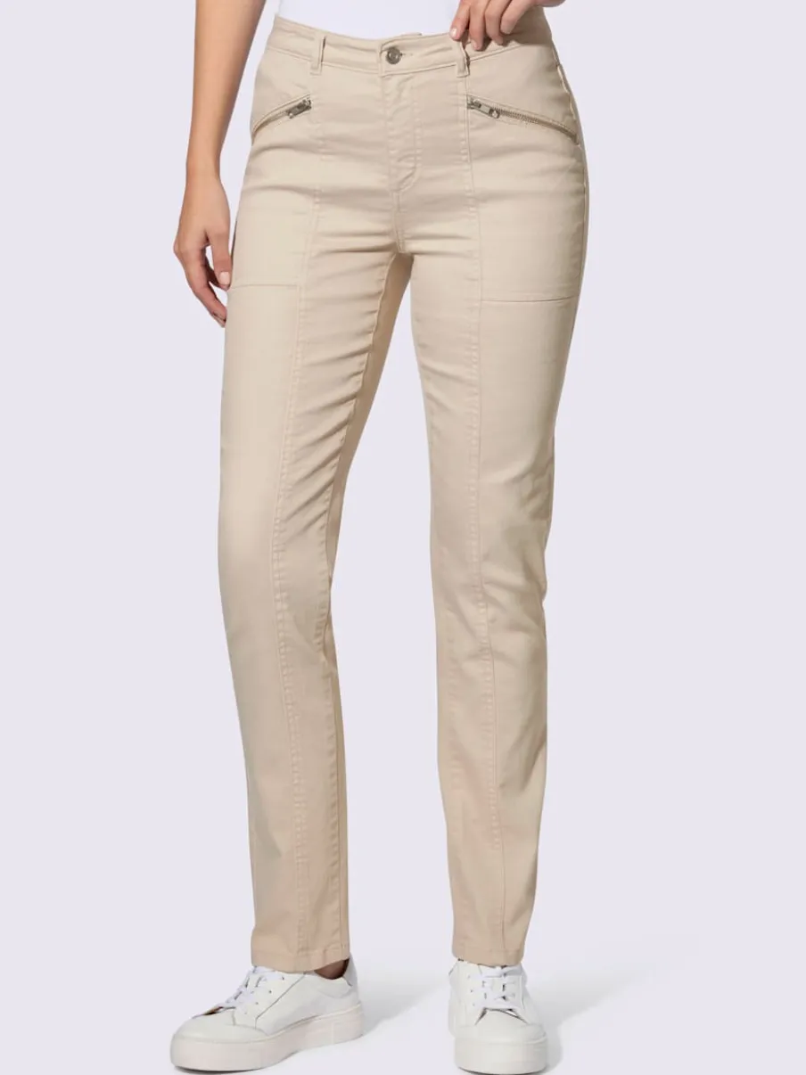 Pantalon décontracté à poches zippées en coton extensible