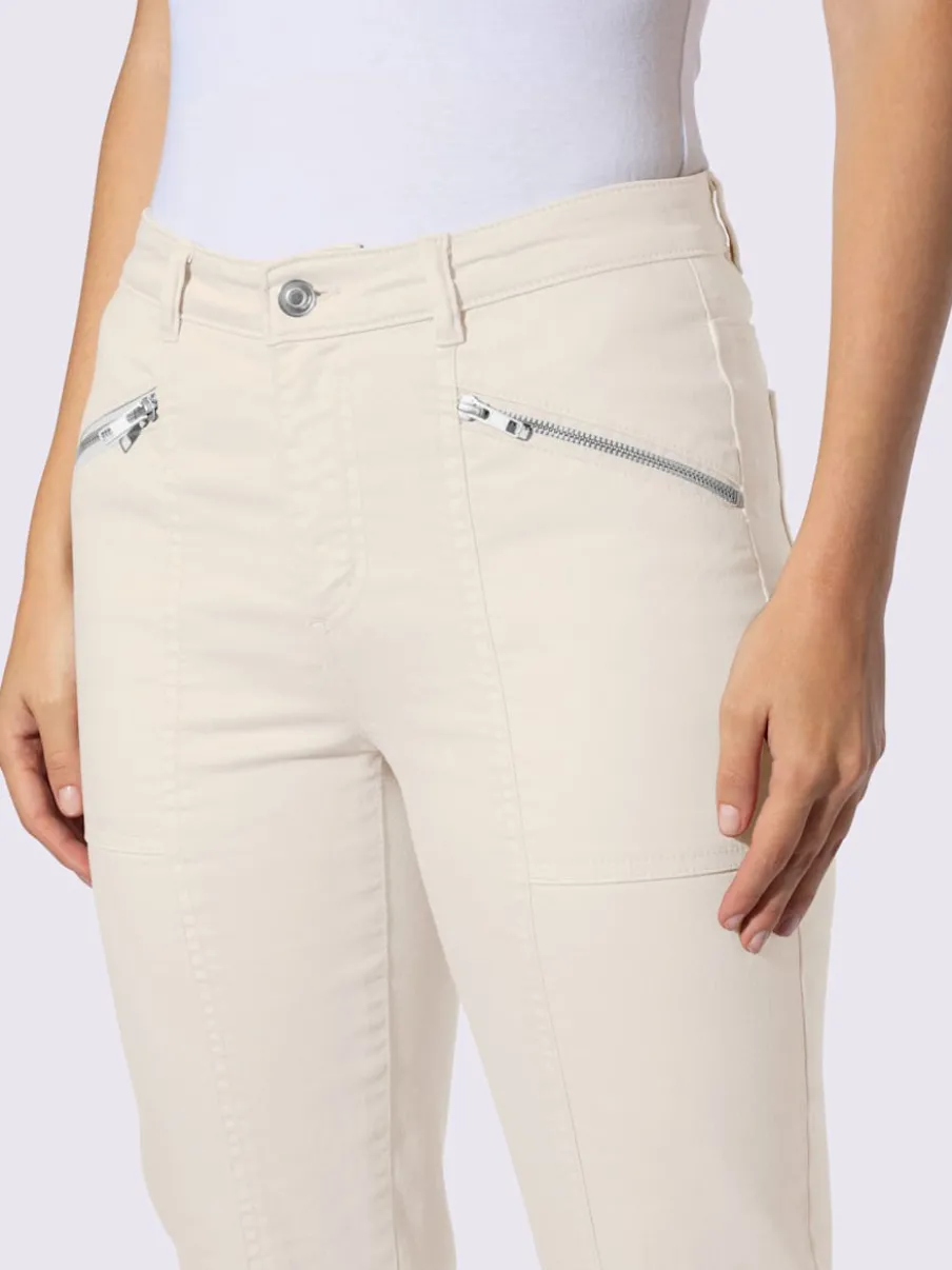 Pantalon décontracté à poches zippées en coton extensible