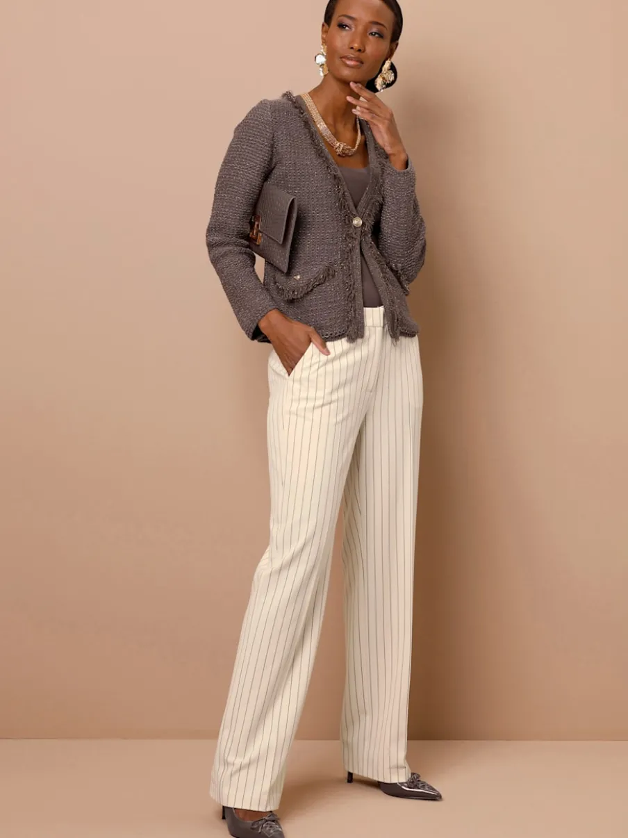 Pantalon de costume fluide avec rayures et jambes amples