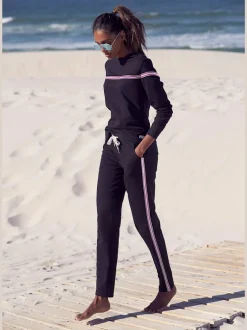 Pantalon de détente rayé avec taille élastique et poches latérales