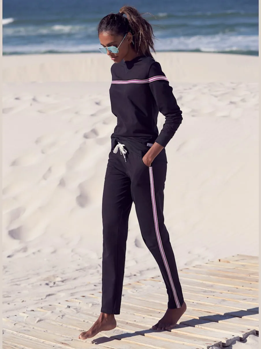 Pantalon de détente rayé avec taille élastique et poches latérales
