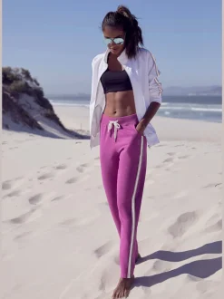 Pantalon de détente rayé avec taille élastique et poches latérales