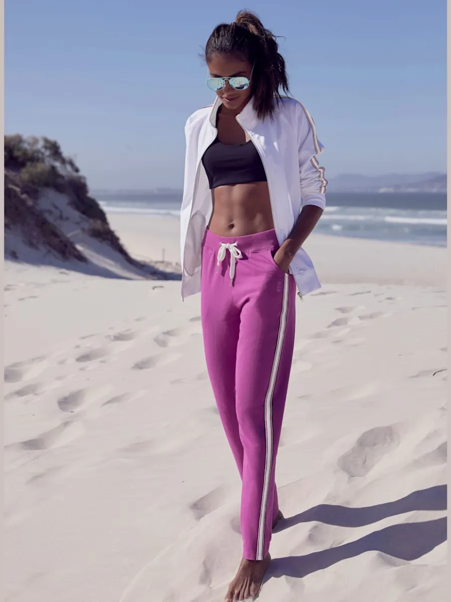 Pantalon de détente rayé avec taille élastique et poches latérales