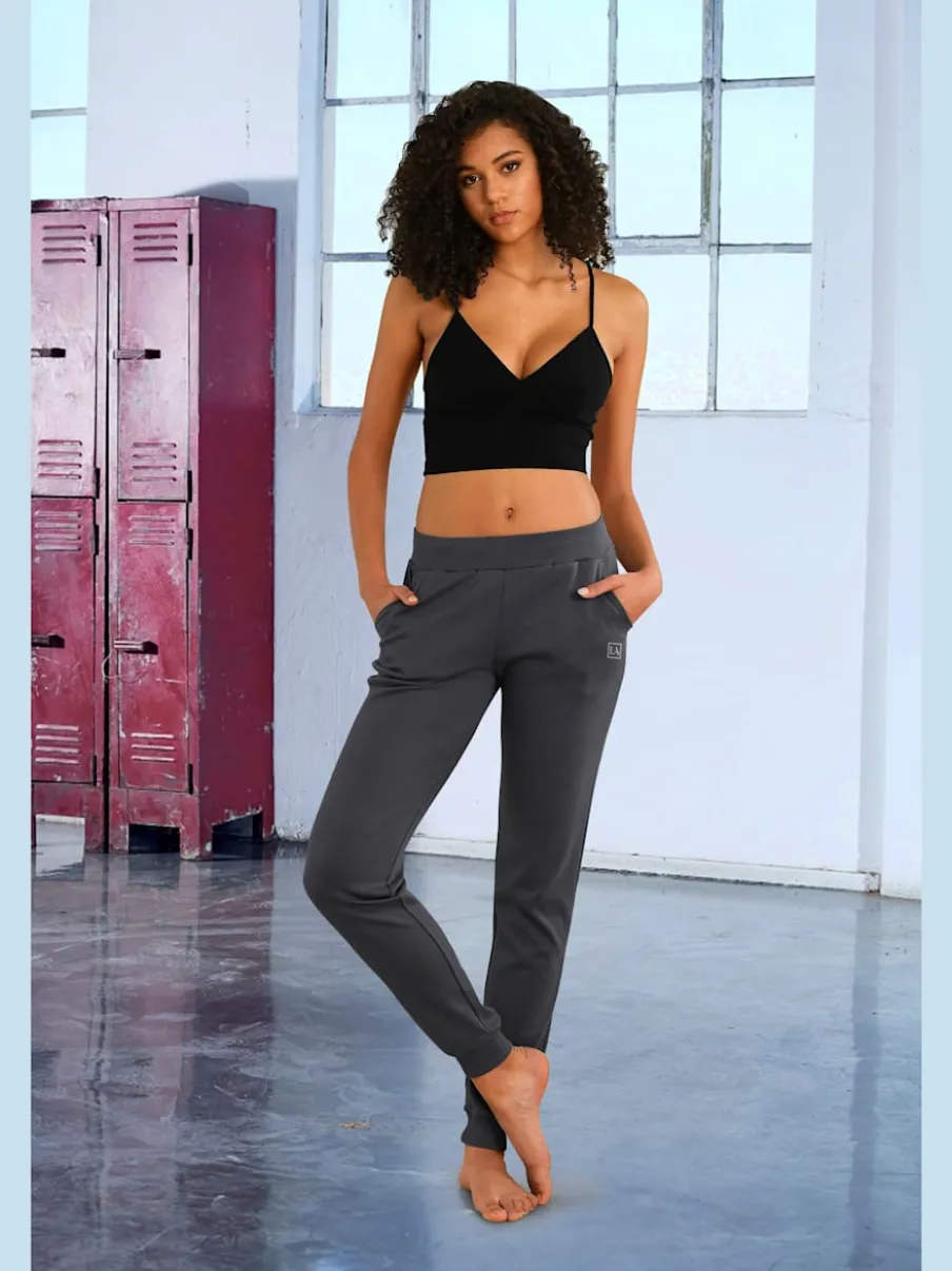 Pantalon de jogging en coton avec poches latérales et logo imprimé