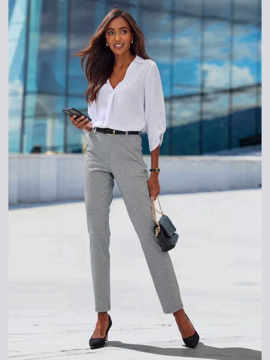 Pantalon de jogging à motifs avec jambes étroites et taille haute