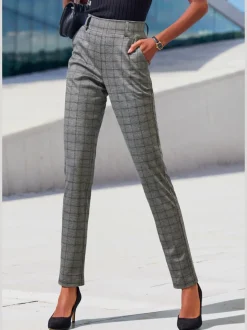 Pantalon de jogging à motifs avec jambes étroites et taille haute