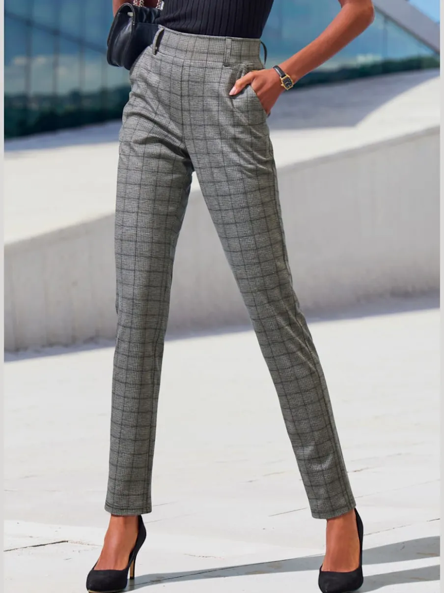 Pantalon de jogging à motifs avec jambes étroites et taille haute