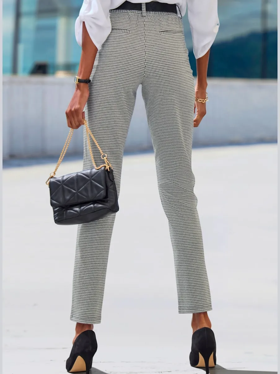 Pantalon de jogging à motifs avec jambes étroites et taille haute