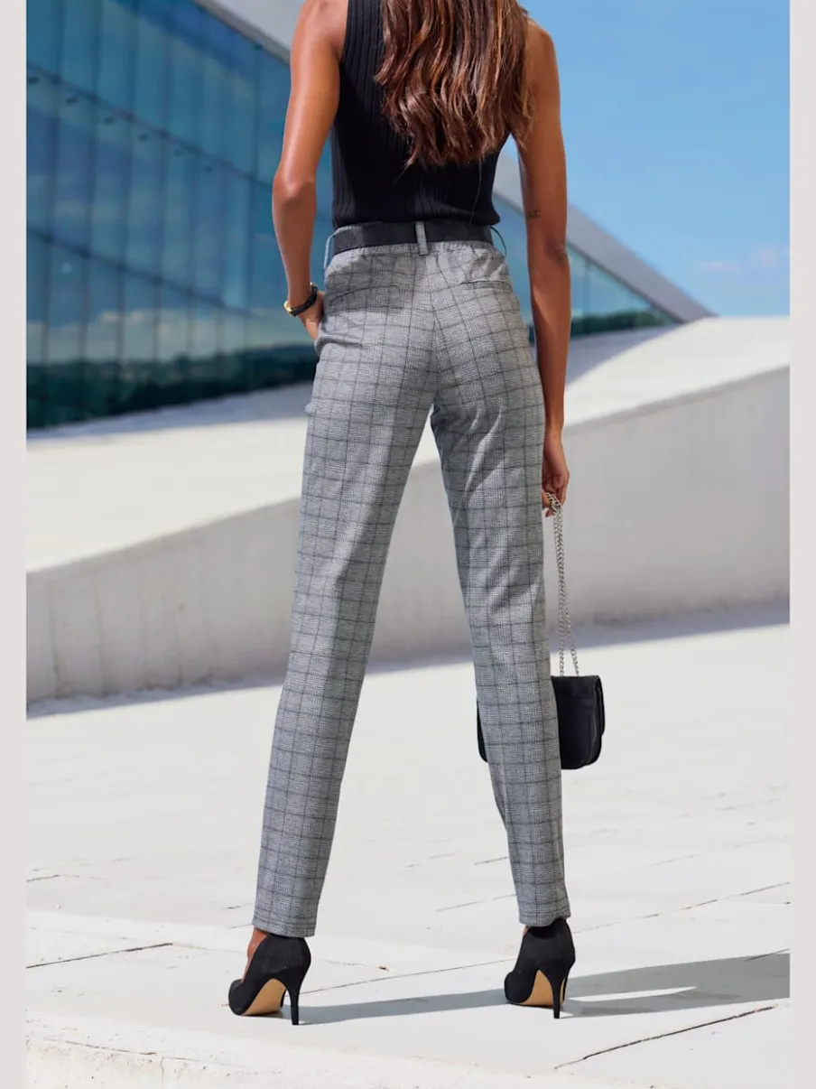 Pantalon de jogging à motifs avec jambes étroites et taille haute