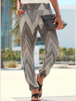 Pantalon de plage avec ceinture élastique et poches latérales