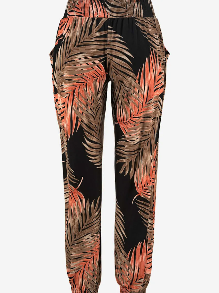 Pantalon de plage avec imprimé feuilles de palmier et poches fendues