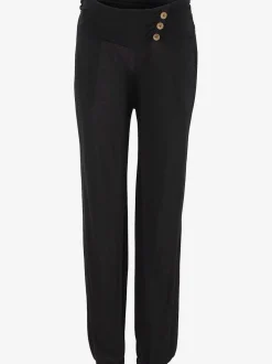 Pantalon de plage à ceinture large avec poches latérales et boutons décoratifs