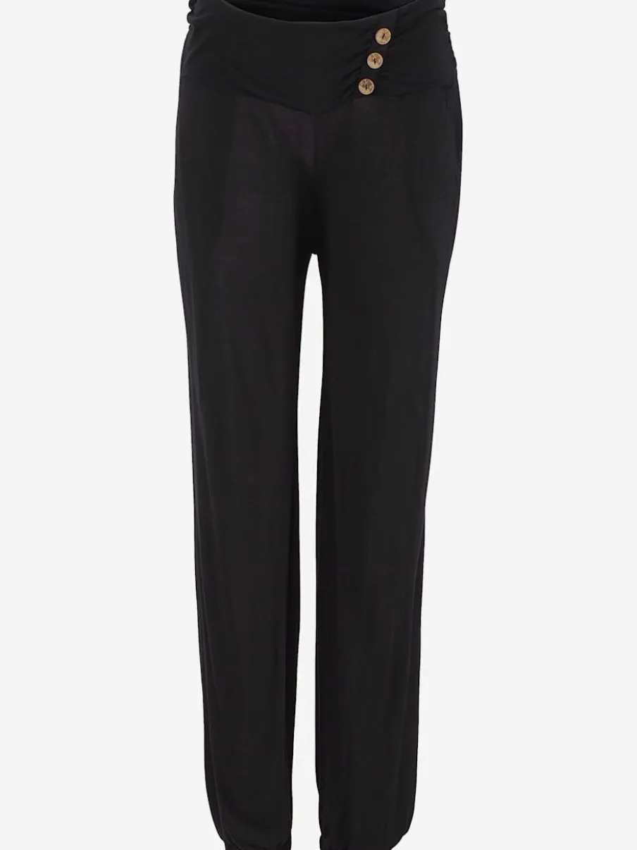 Pantalon de plage à ceinture large avec poches latérales et boutons décoratifs