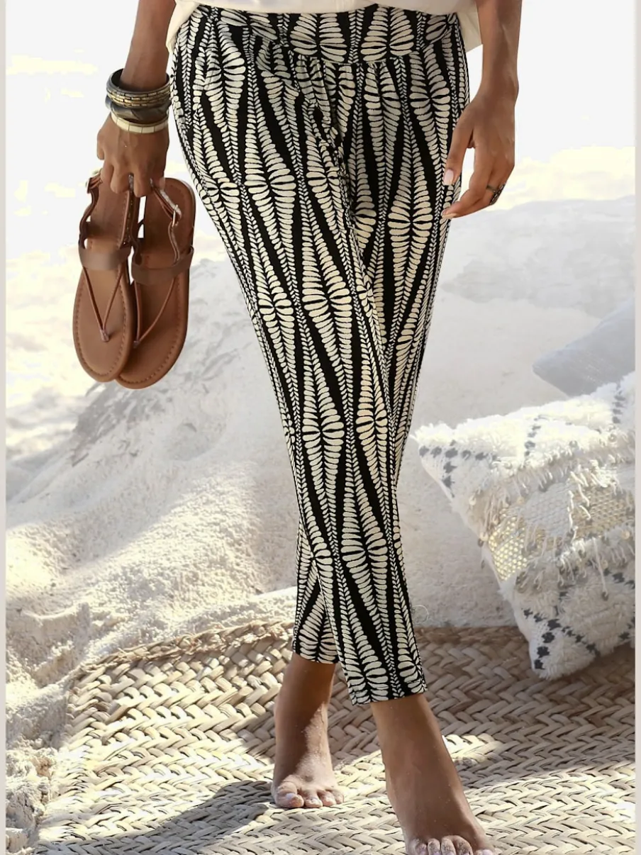 Pantalon de plage 7/8 à imprimé graphique avec poches latérales