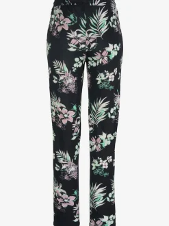 Pantalon de plage à imprimé tropical avec poches fendues