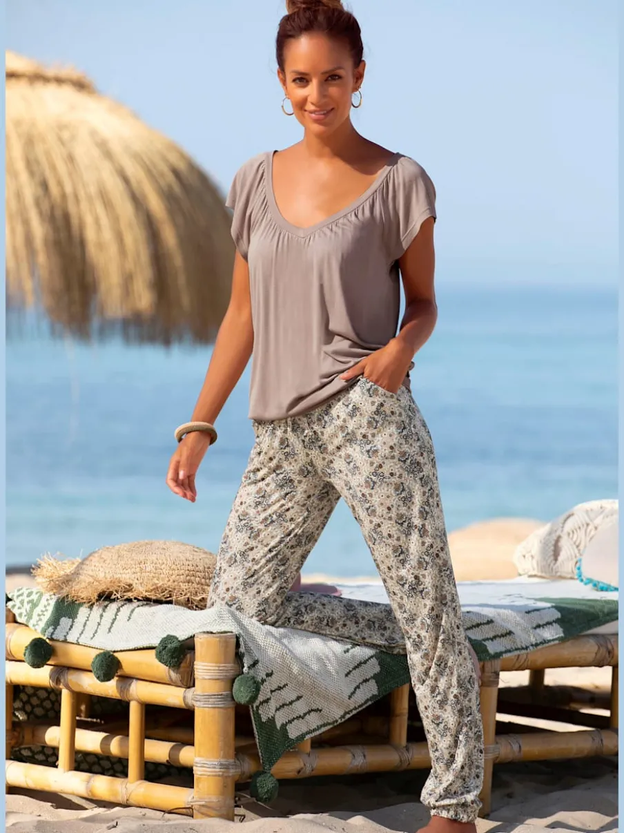 Pantalon de plage léger avec poches et bas élastiqué