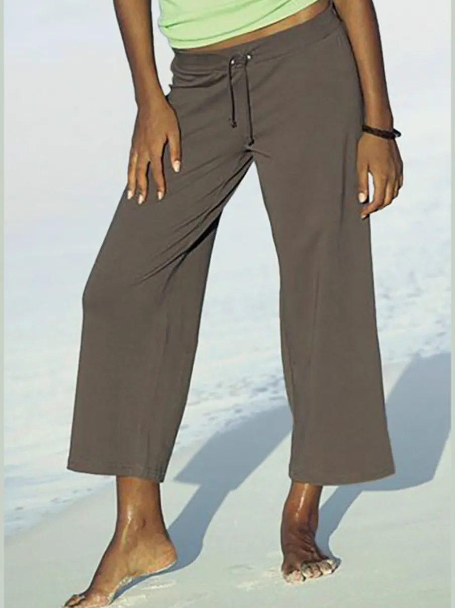 Pantalon de plage léger 7/8 en coton avec ceinture élastique