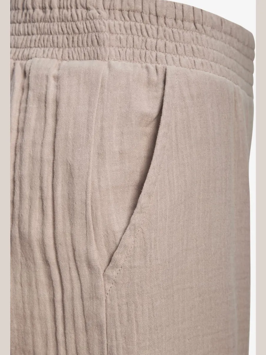 Pantalon de plage léger en pur coton à taille élastique