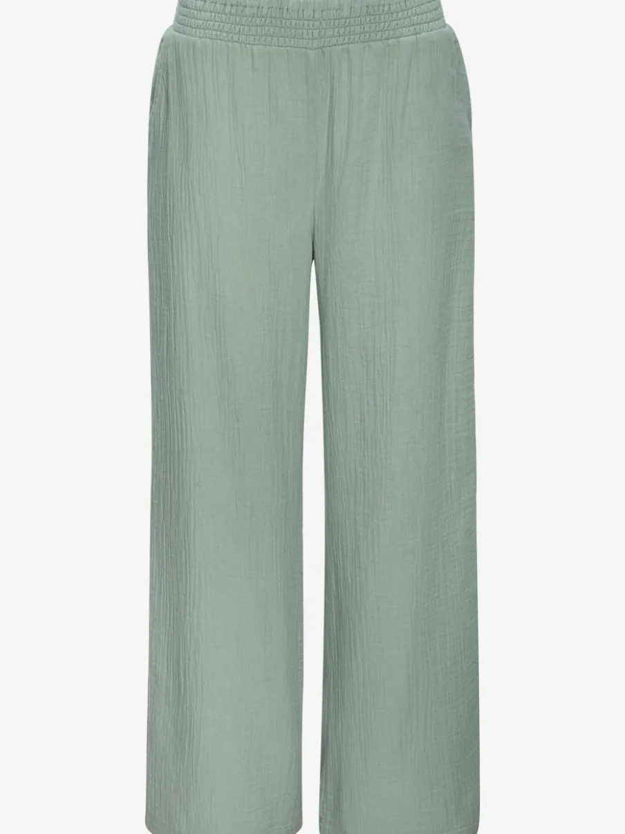 Pantalon de plage léger en pur coton à taille élastique