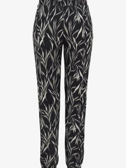 Pantalon de plage léger à imprimé feuillage avec ceinture élastique