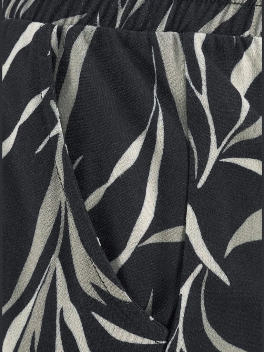Pantalon de plage léger à imprimé feuillage avec ceinture élastique