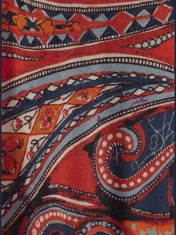 Pantalon de plage léger à motif paisley avec empiècements smockés et poches fendues