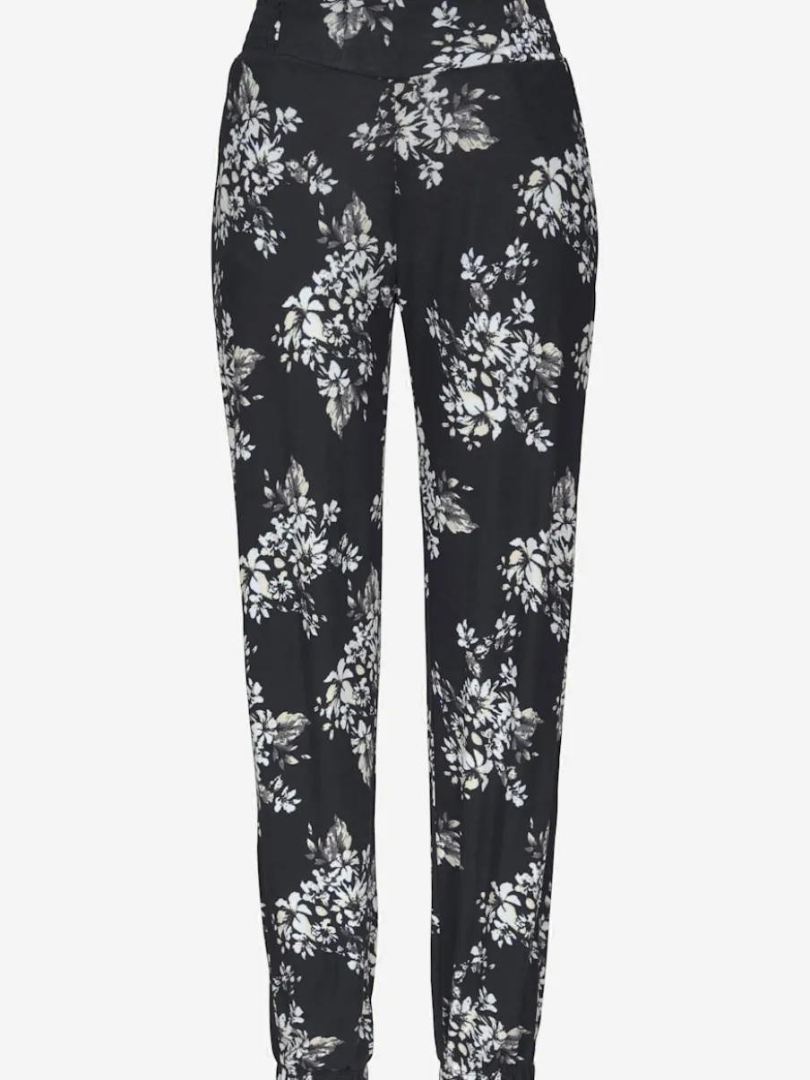 Pantalon de plage léger à motifs floraux avec ceinture élastique