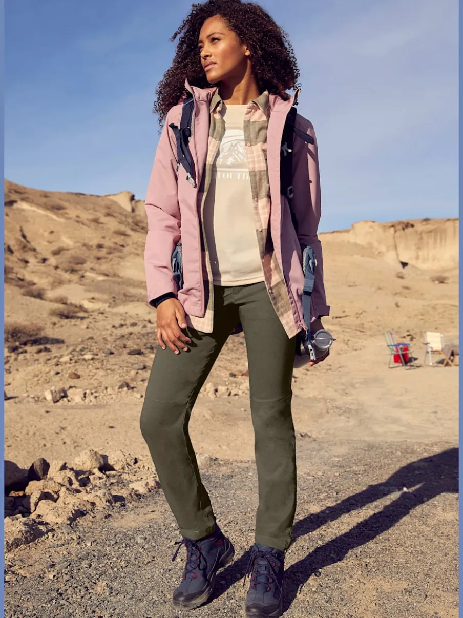 Pantalon de randonnée extensible à taille élastique et poches zippées