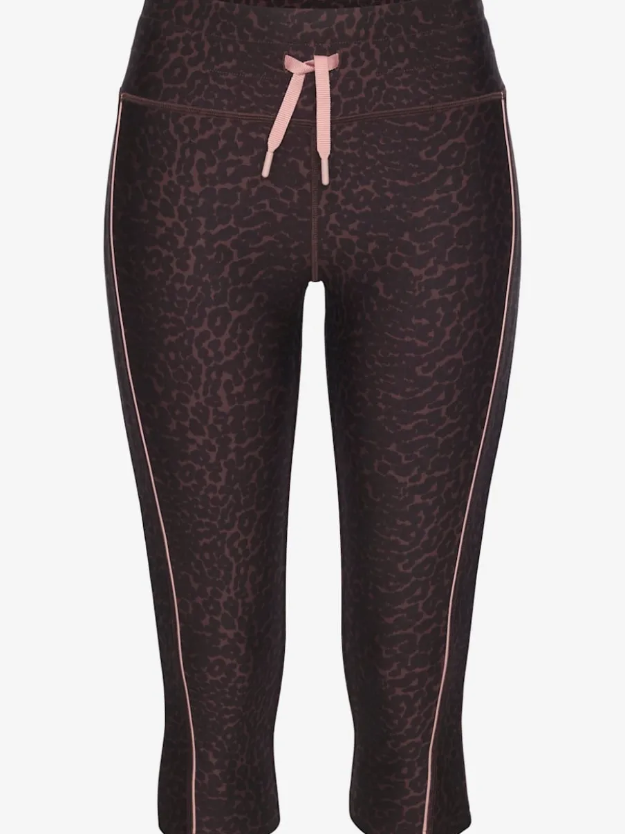 Pantalon de sport corsaire avec imprimé léopard et passepoils contrastés