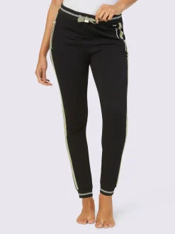 Pantalon de sport en matière sweat avec rayures brillantes