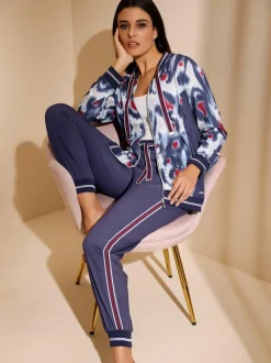 Pantalon de sport en matière sweat avec rayures brillantes