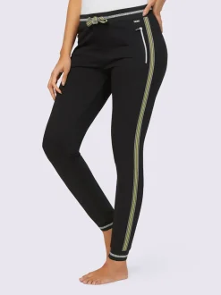Pantalon de sport en matière sweat avec rayures brillantes