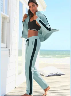 Pantalon d'intérieur avec rayures et bords-côtes à lien ajustable