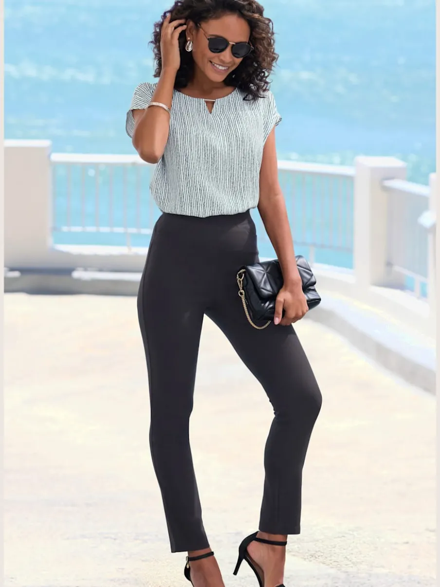 Pantalon doux à bords-côtes et taille élastique ajustable