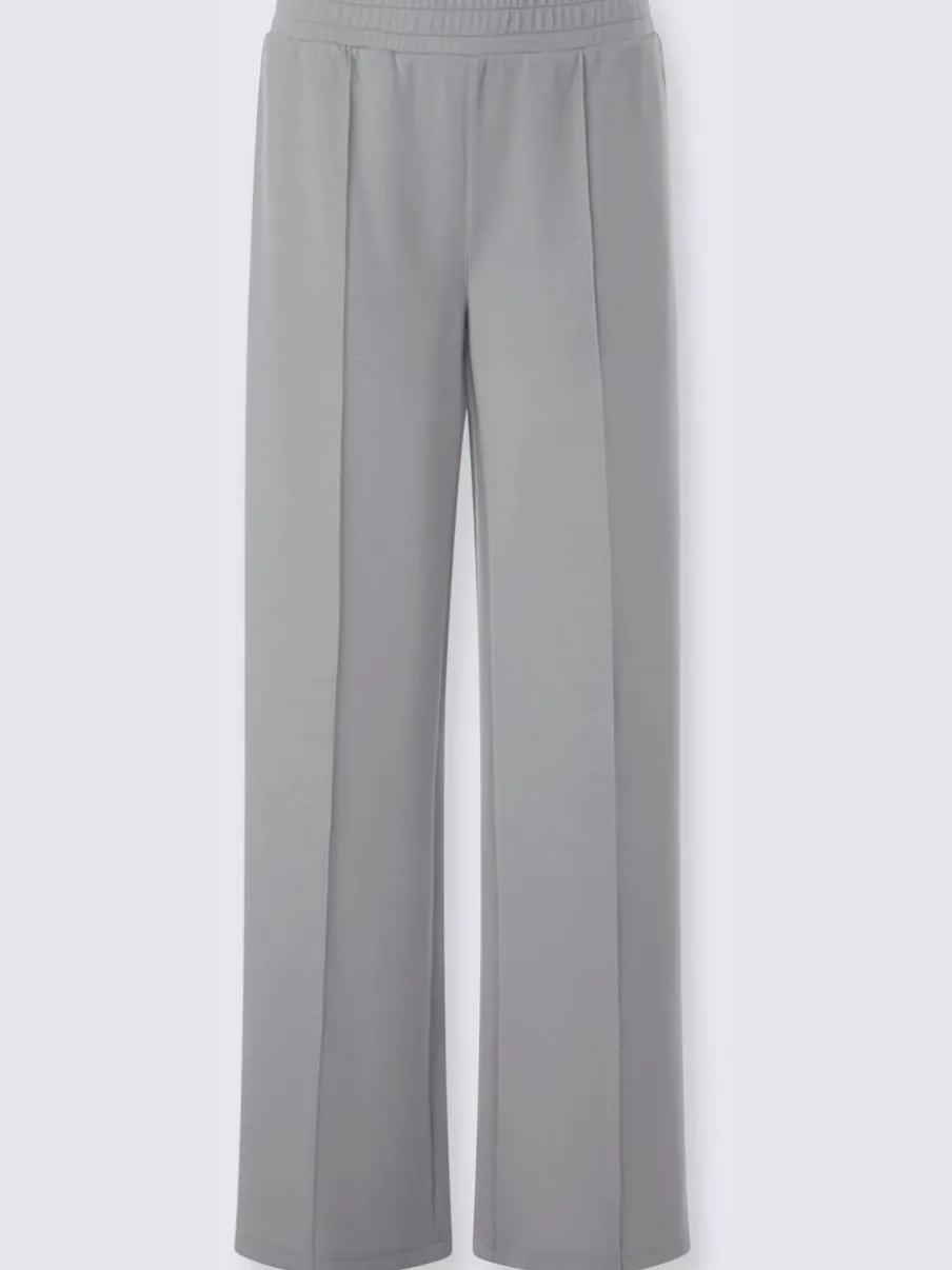 Pantalon droit en sweat avec ceinture élastique et poches