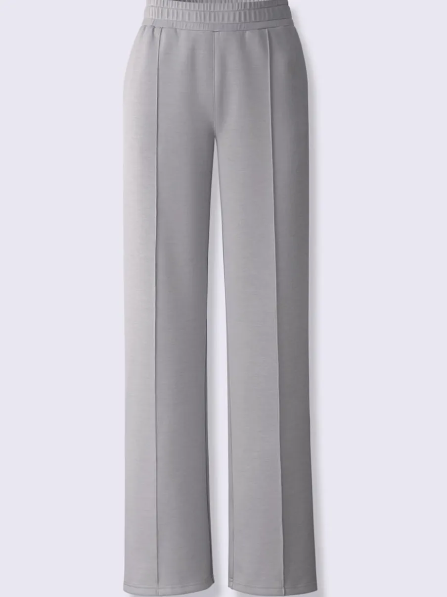 Pantalon droit en sweat avec ceinture élastique et poches
