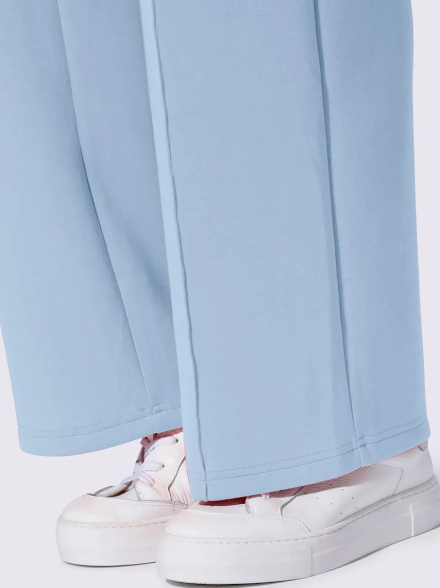 Pantalon droit en sweat avec ceinture élastique et poches