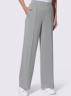 Pantalon droit en sweat avec ceinture élastique et poches