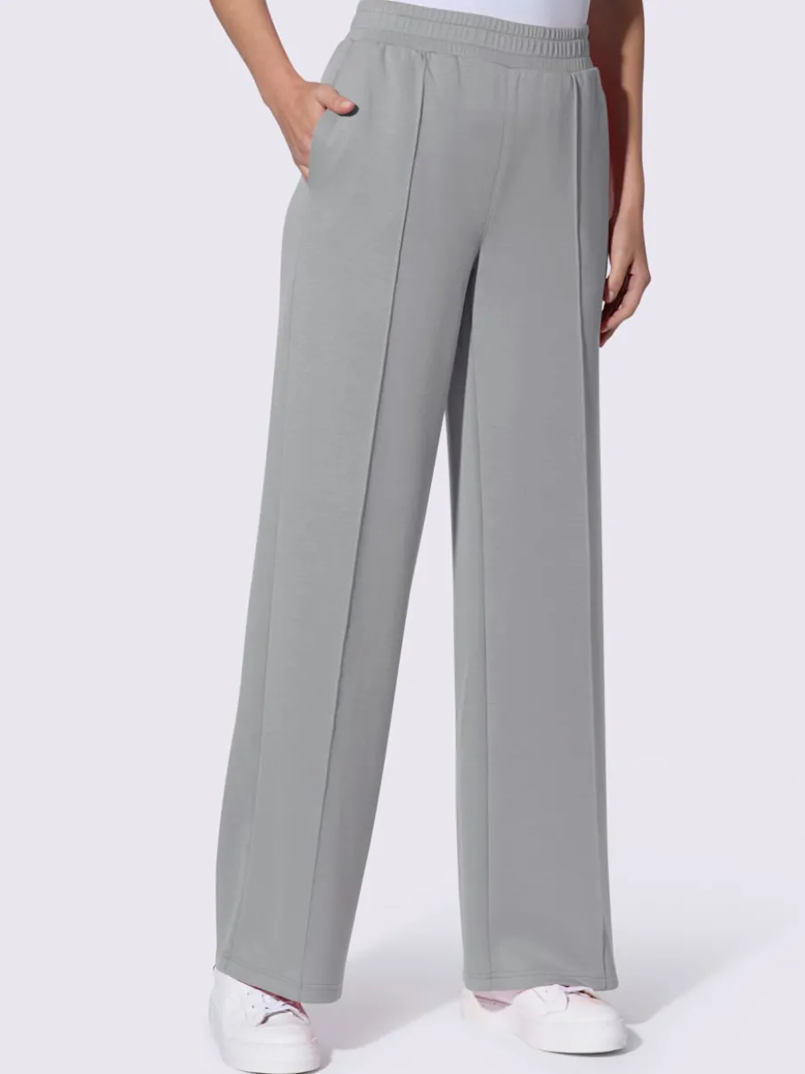 Pantalon droit en sweat avec ceinture élastique et poches