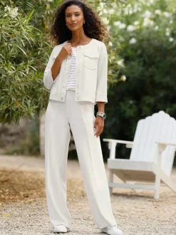 Pantalon droit en sweat avec ceinture élastique et poches