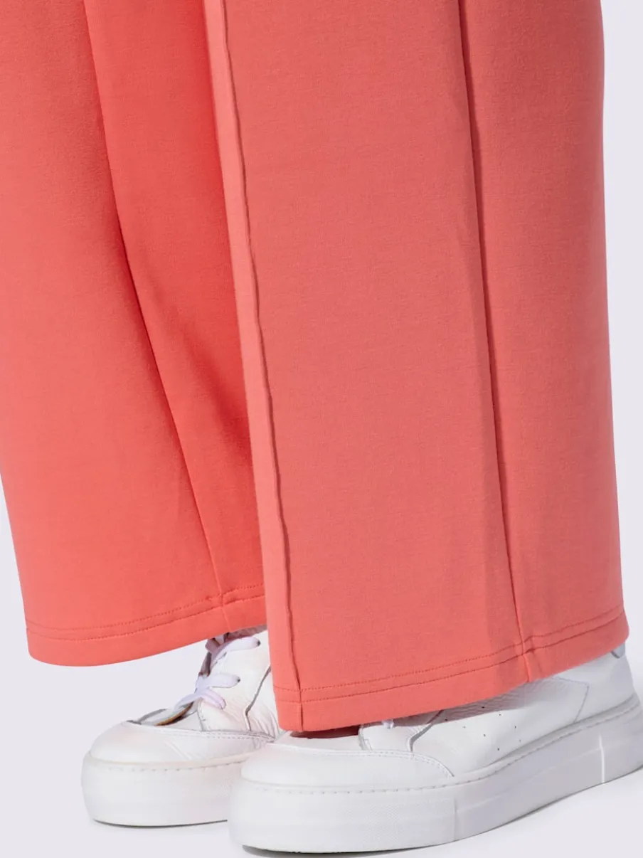 Pantalon droit en sweat avec ceinture élastique et poches