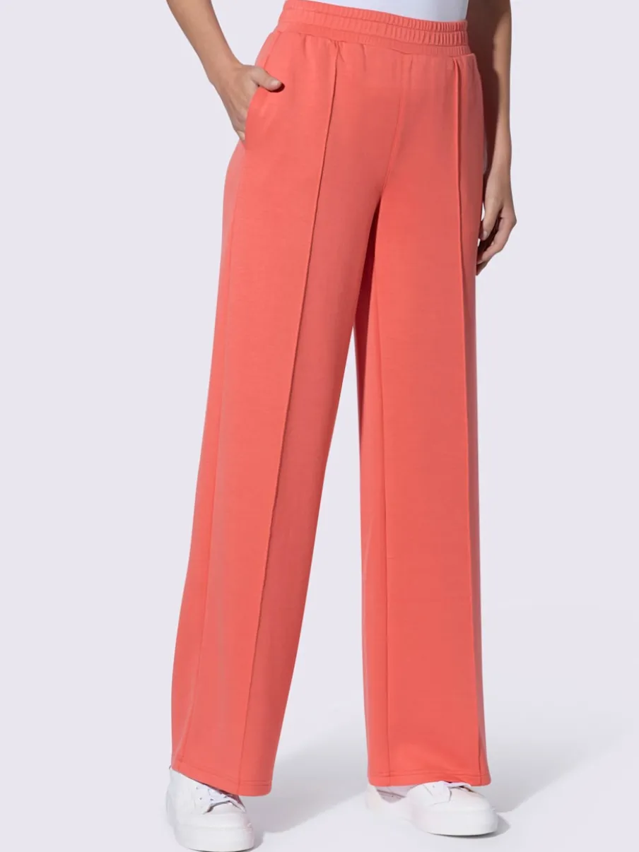 Pantalon droit en sweat avec ceinture élastique et poches