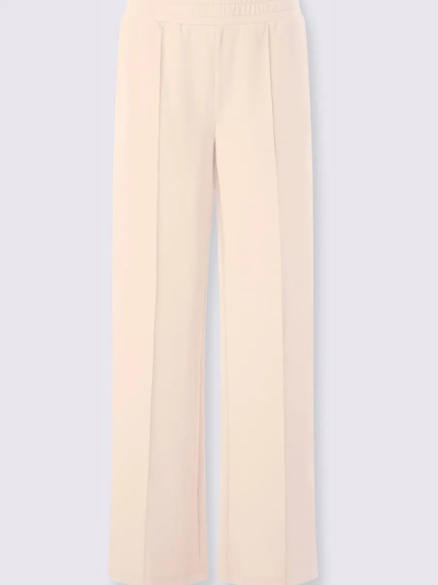 Pantalon droit en sweat avec ceinture élastique et poches