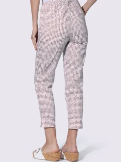 Pantalon droit à imprimé géométrique avec poches et fentes latérales