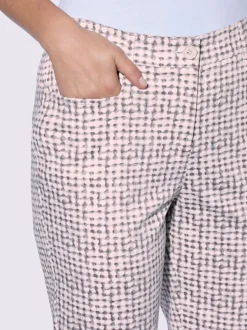 Pantalon droit à imprimé géométrique avec poches et fentes latérales