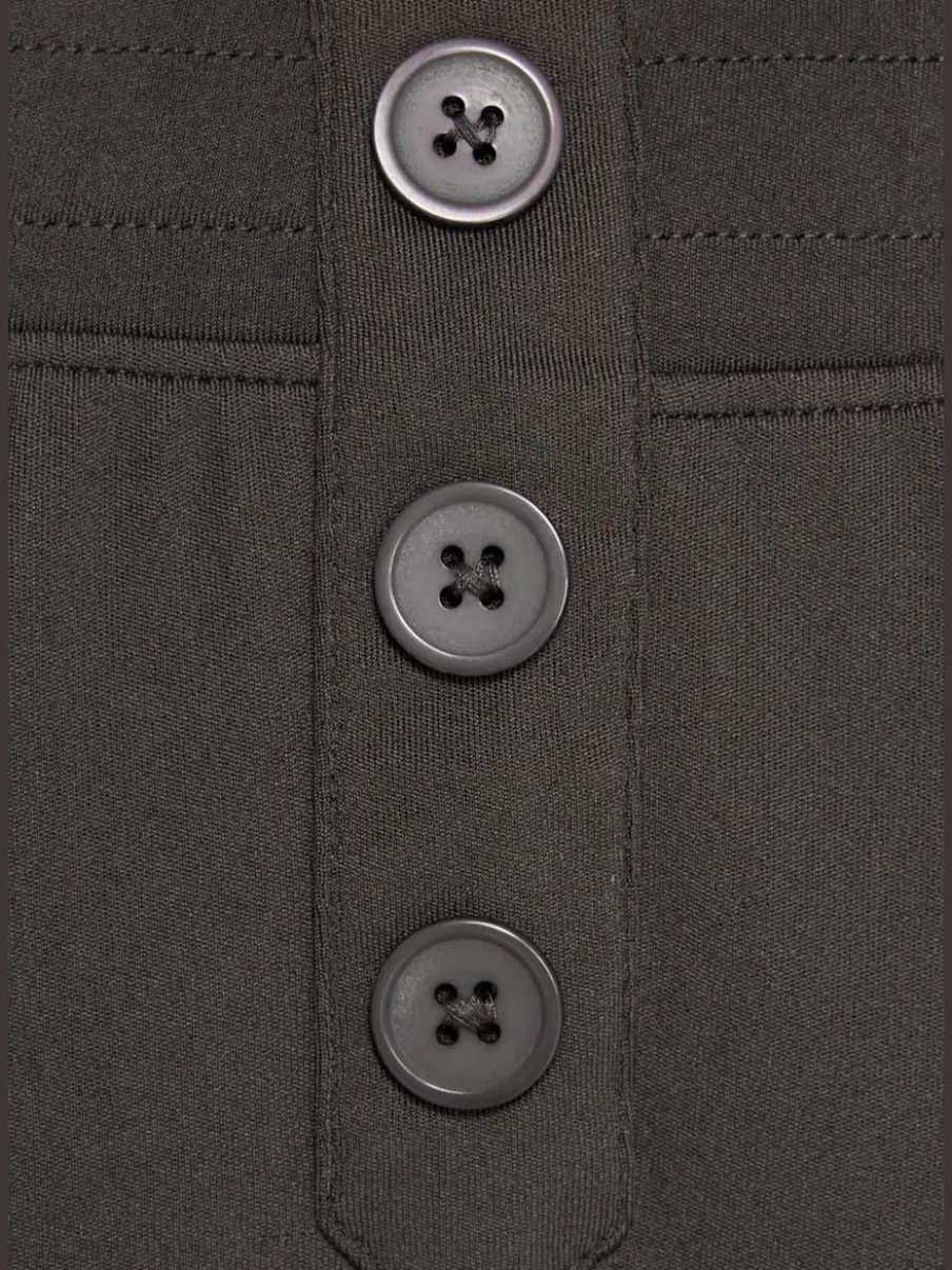Pantalon détente en matière douce avec jambes droites et patte de boutonnage